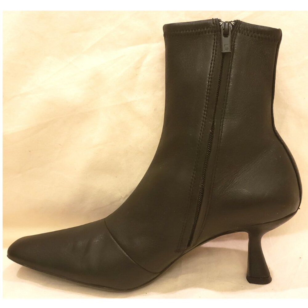 Loeffler Randall Black Lambskin Kitten-Heel Booties Size-6B - Picture 8 of 11